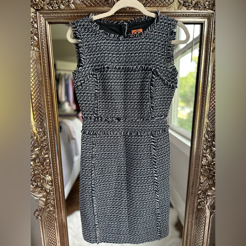 Tory Burch Black White Tweed Petula Dress Size 2